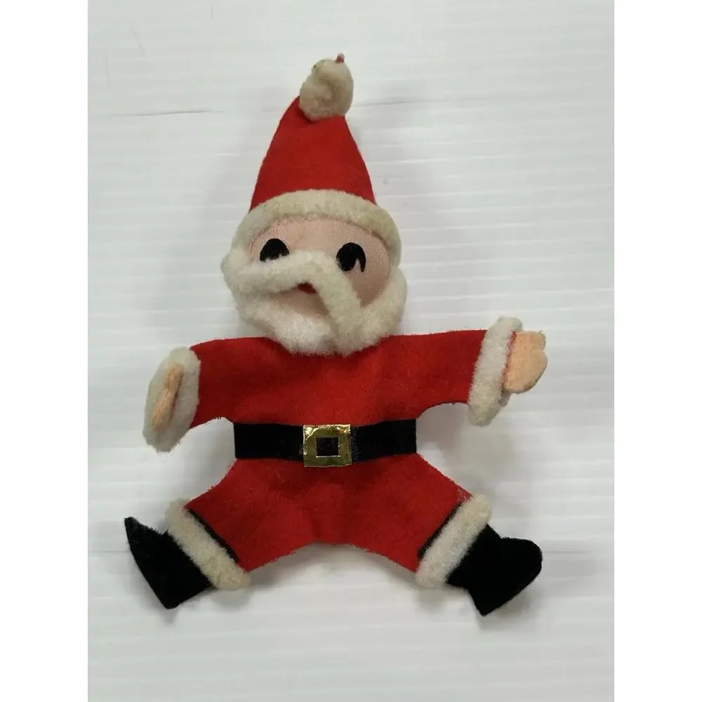 Vintage MCM 1960's Christmas Bendable Felt‎ Santa Ornament Made In Japan